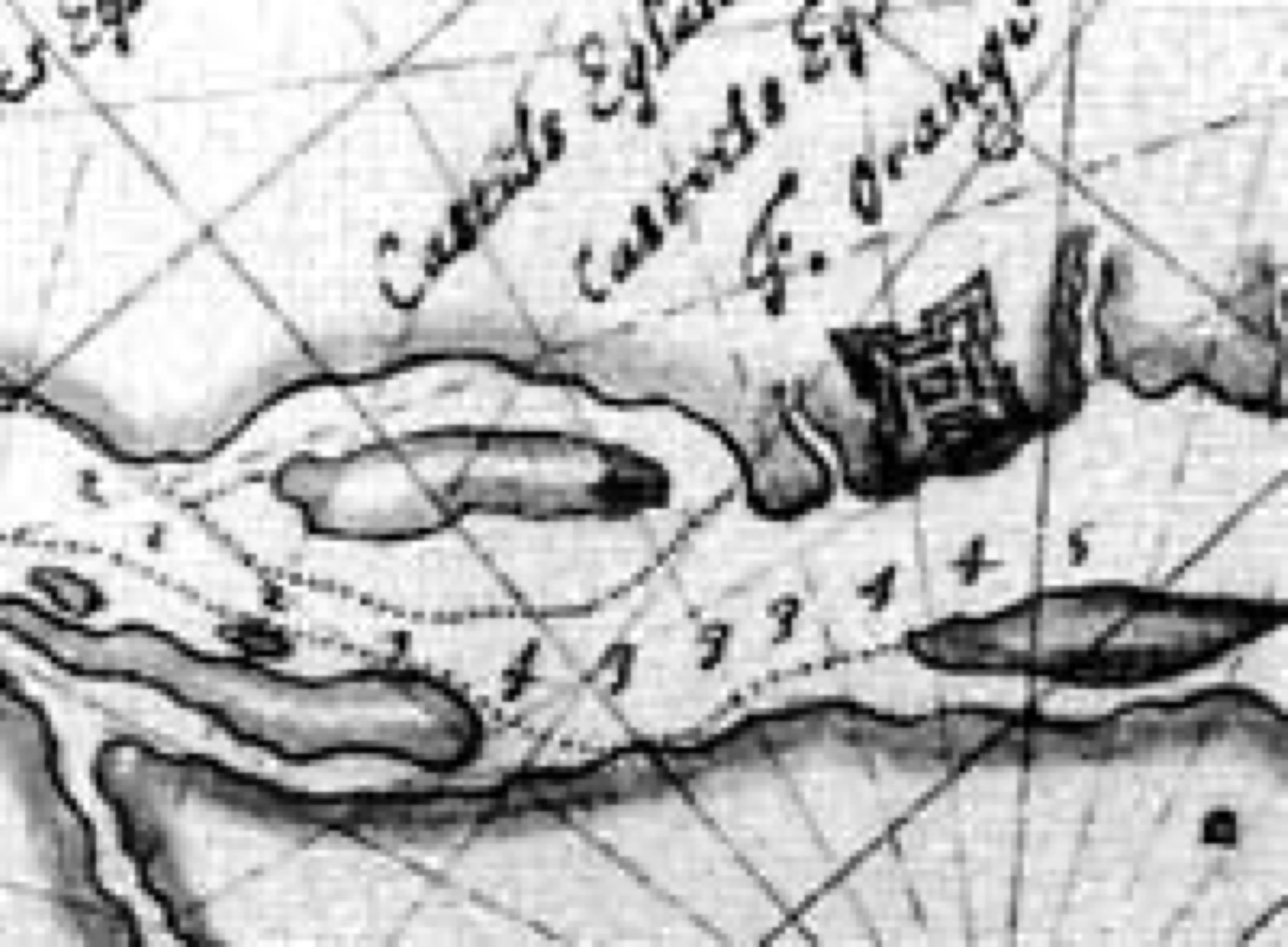 Early depiction of Castle Island and Fort Orange on the Hudson River