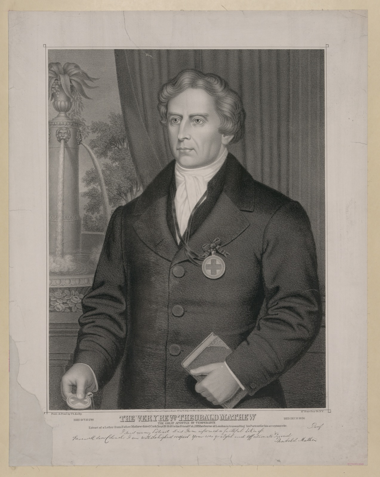 Engraved portrait of Father Theobald Mathew in clerical dress