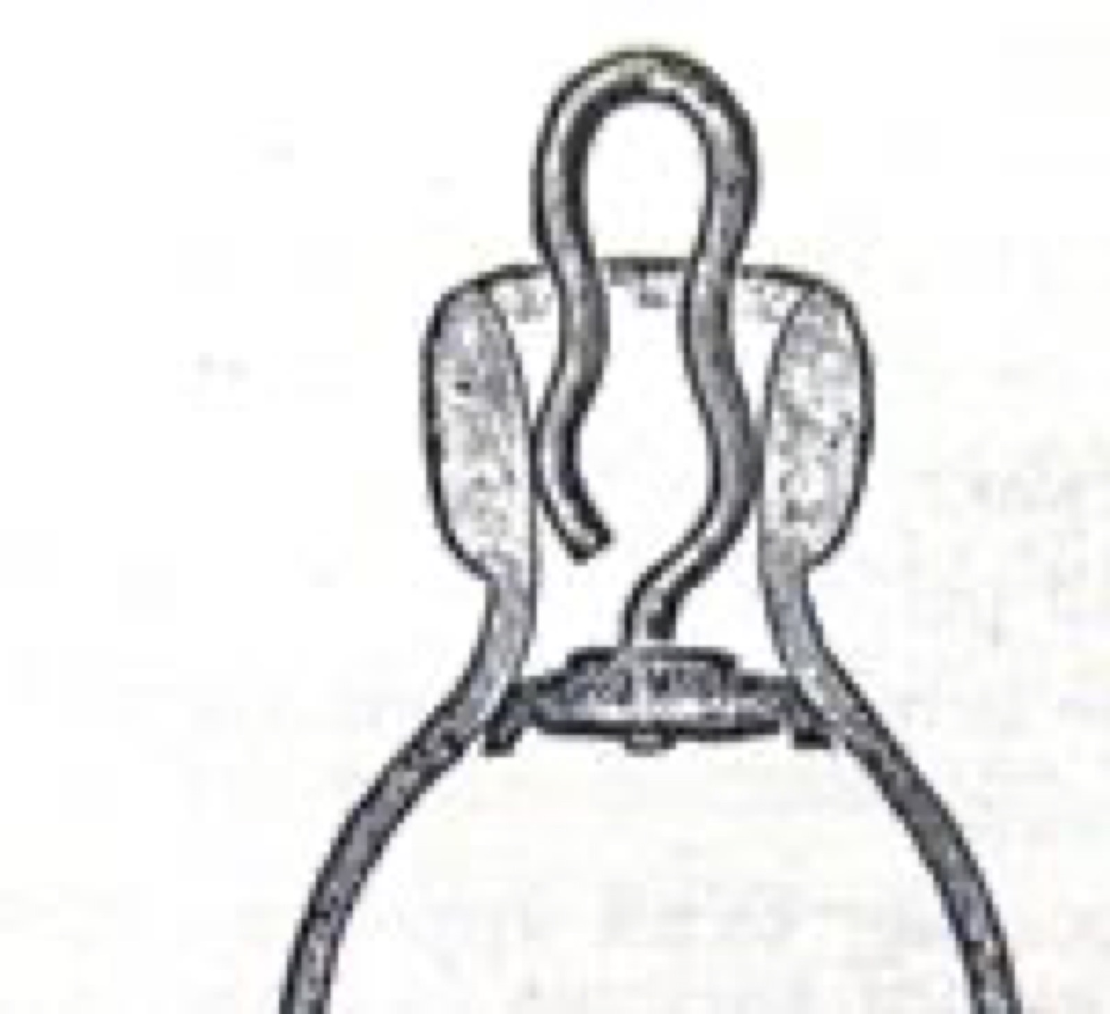 Line drawing of a bottle neck sealed by a rubber disc on a wire-spring loop