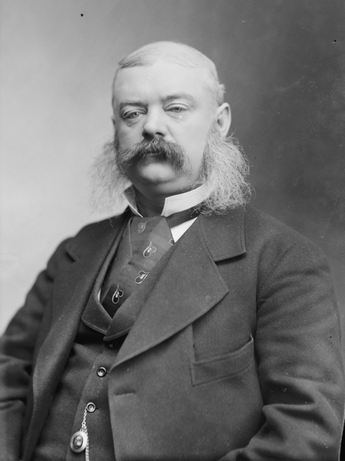 Photographic portrait of Terence J. Quinn, a bearded man in a dark suit